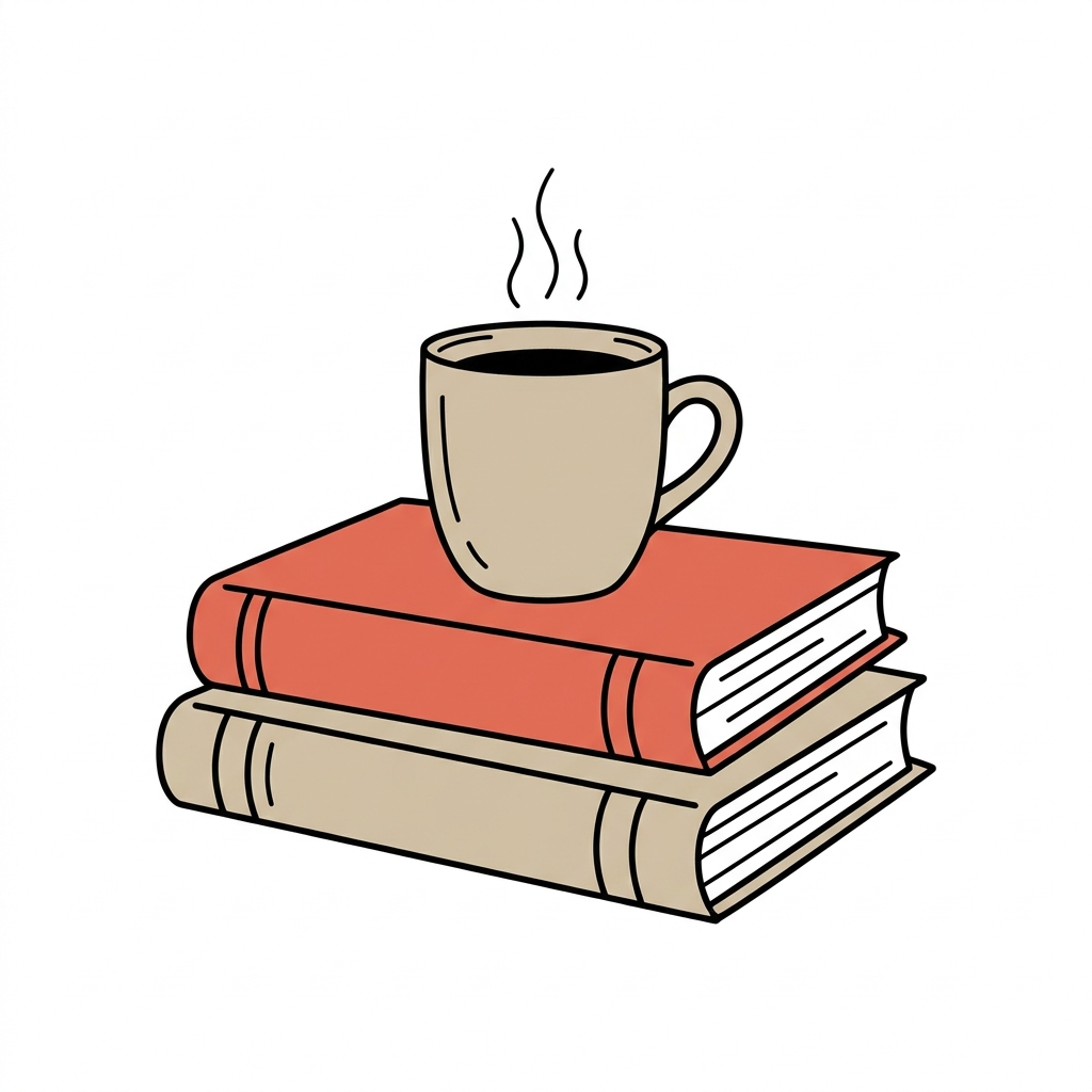 Books and coffee illustration